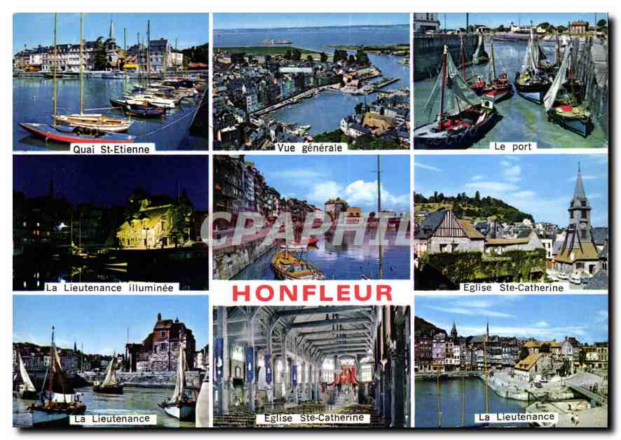 Honfleur — Vue générale, port, quais et église — CPA D'ADTIL