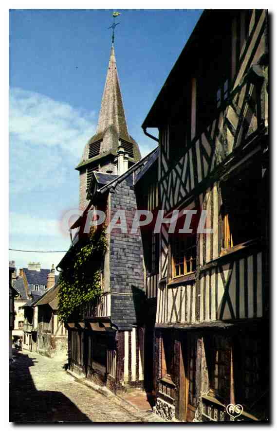Vieille rue et Clocher de l'église Sainte-Catherine — Honfleur (Calvados) — Artaud Frères, Nantes
