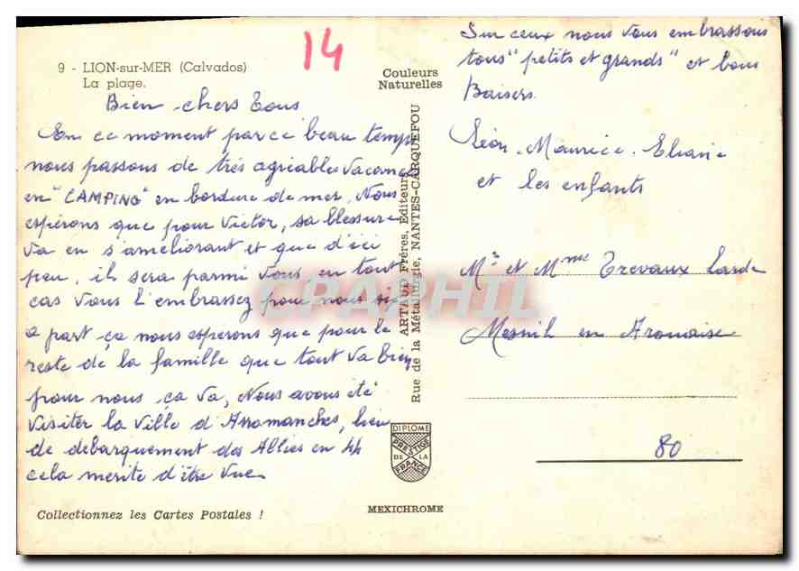 CPM Lion sur Mer Calvados La Plage  — Verso