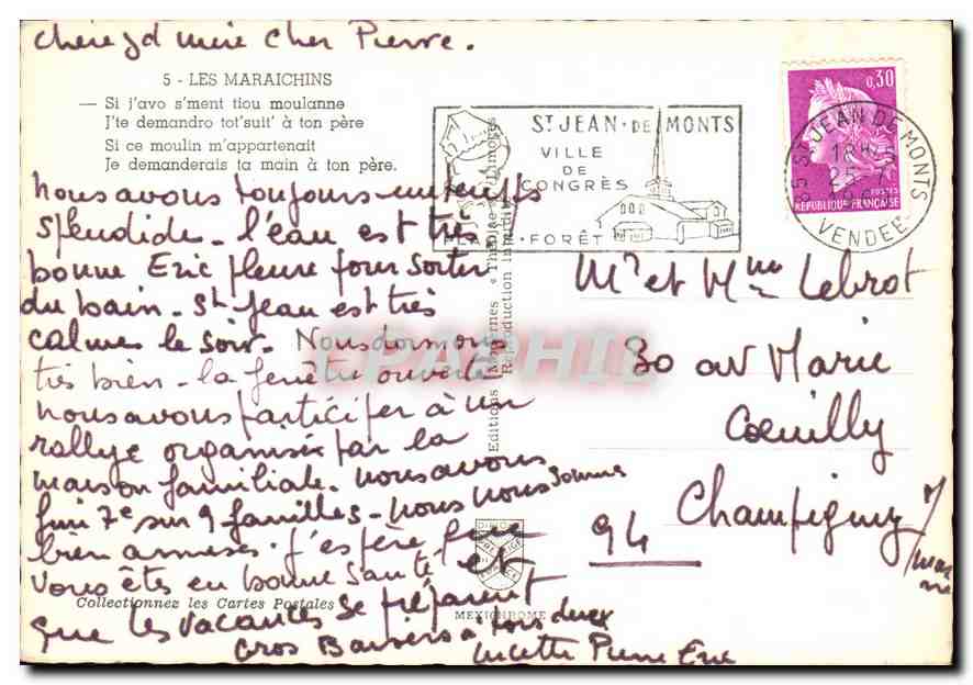 CPM Les Maraichins Si j'avo s'ment tiou moulanne Folklore — Rückseite