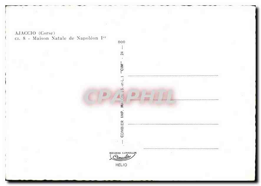CPM Ajaccio Corse Maison Natale de Napoleon 1er — Rückseite