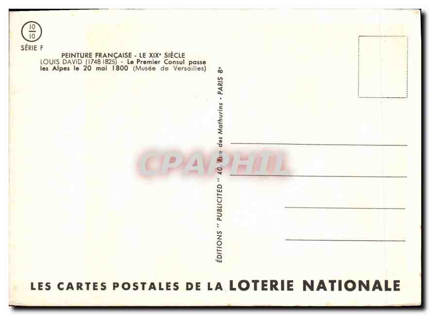 CPM Peinture Francaise Louis David Le Premier Consul passe les Alpes  — Verso
