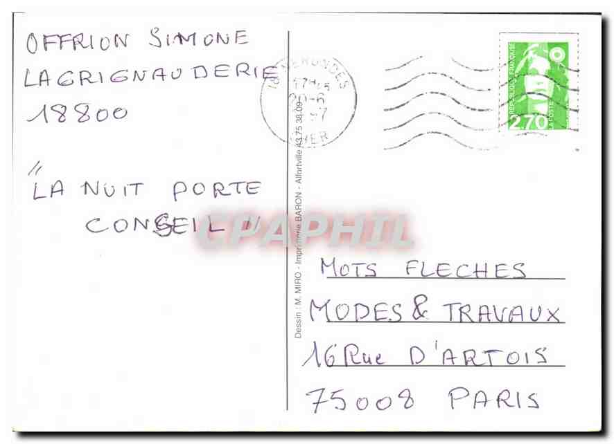 CPM Moulin de Villiers Chassy Association Pierres Coutumes et Traditions  — Rückseite