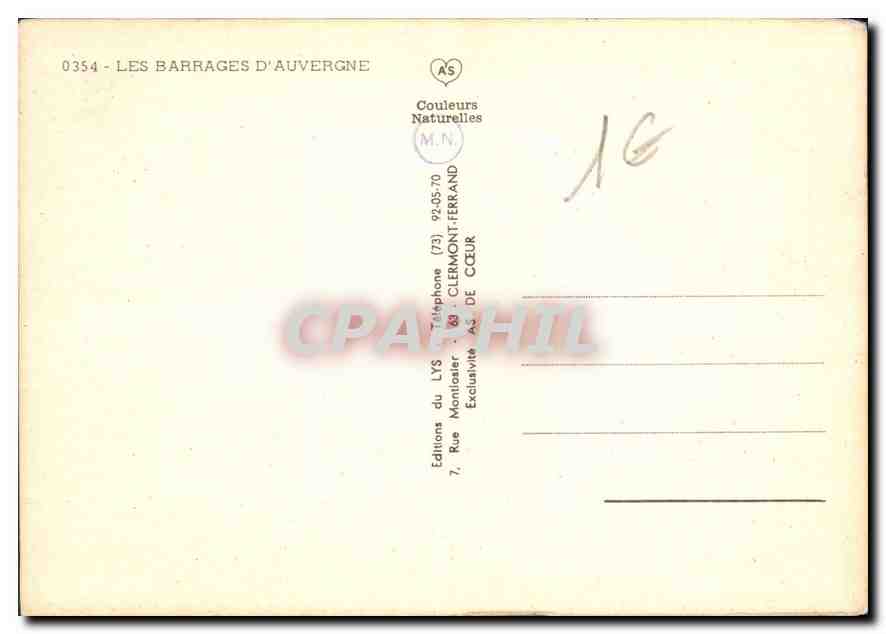 CPM Les Barrages d'Auvergne Bort St Etienne Cantales Grandval Chastang — Rückseite