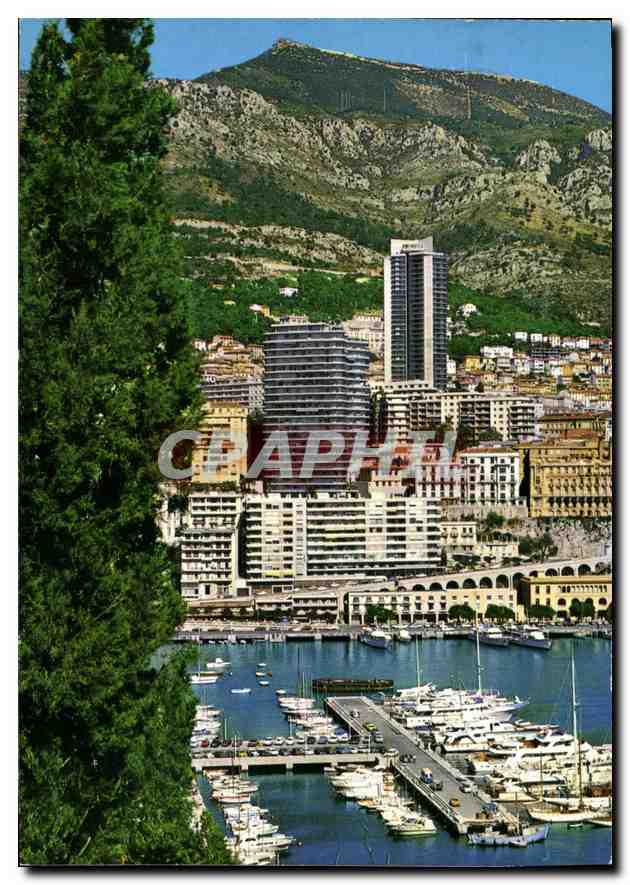 Monte-Carlo — vue du port et des bâtiments — Litografia SEVEN Verona Italia