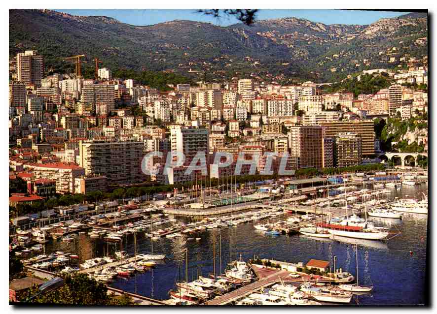 CPM Monaco Monte Carlo Vue generale du port et de la piscine 