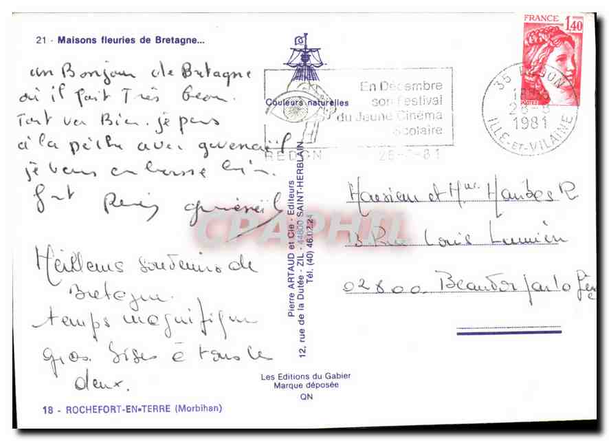 Maison fleuries de Bretagne — Rochefort-en-Terre — Éditions Artaud & Cie — Verso