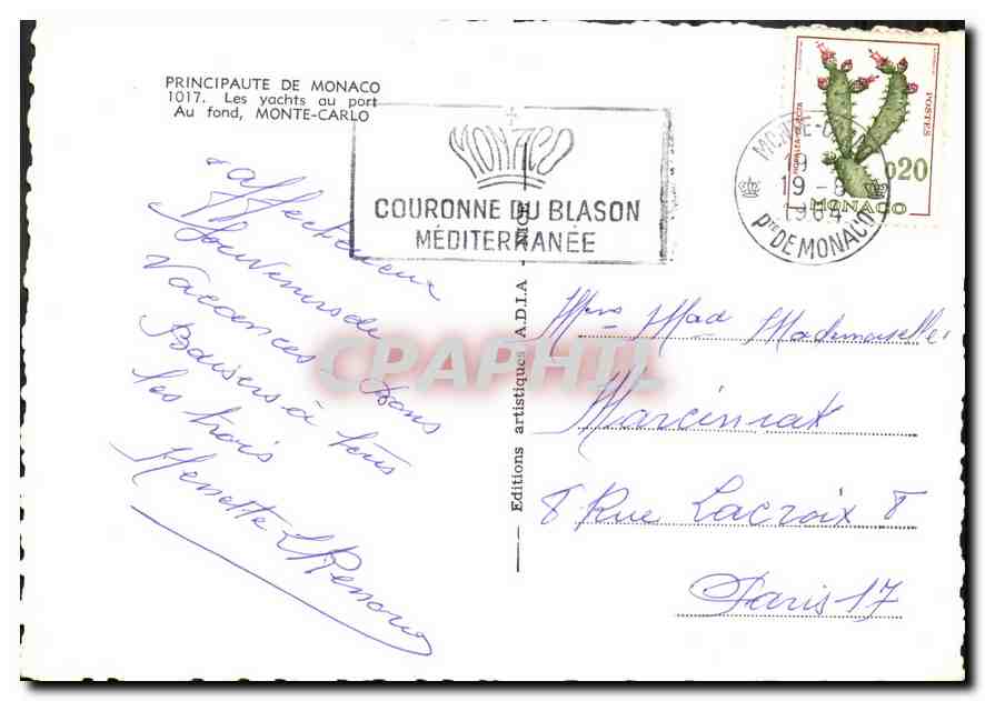 Monte-Carlo — Port avec yachts décorés — Couronne du Blason Méditerranée — Reverso