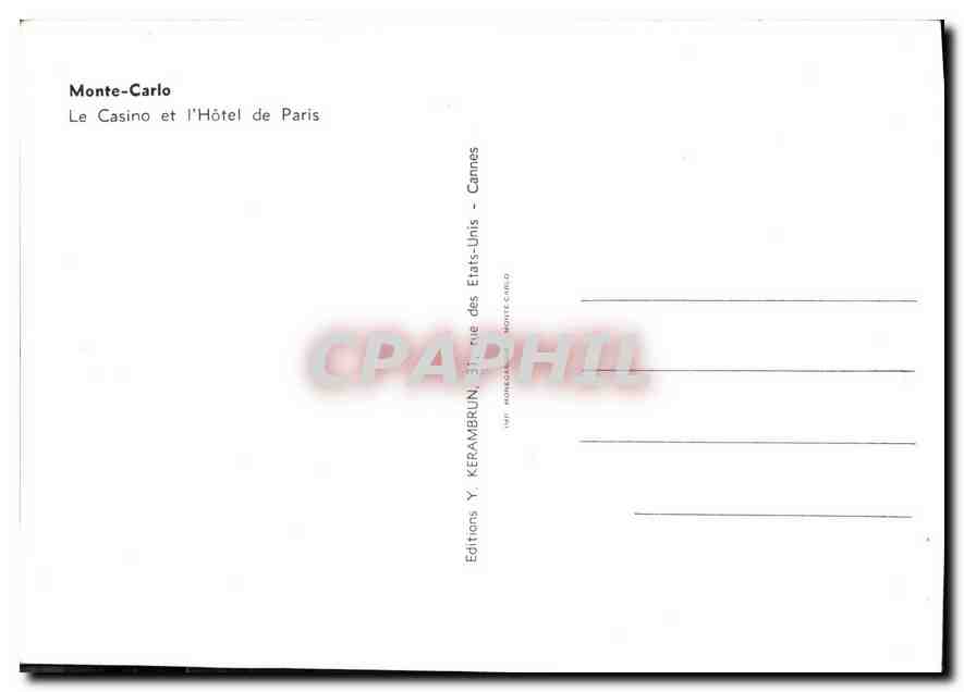 CPM Monte Carlo Le Casino et l'Hotel de Paris  — Rückseite