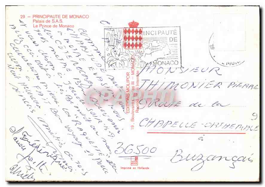 Palais de S.A.S. Le Prince de Monaco — Éditions Moulipop, n°29 — Reverso