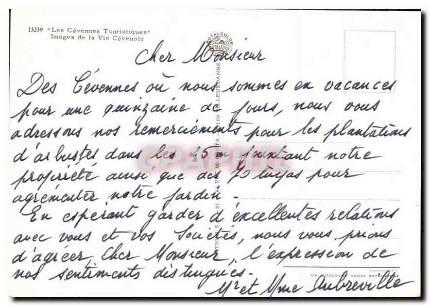 CPM Les Cevennes Touristiques Images de la Vie Cevenole  — Rückseite