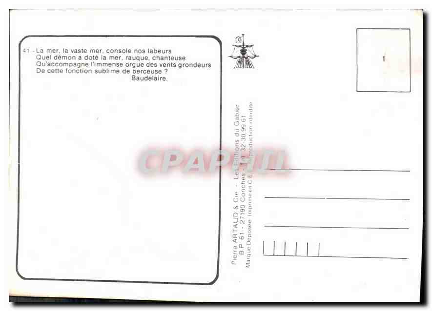 CPM La mer la vaste mer console nos labeurs  — Verso