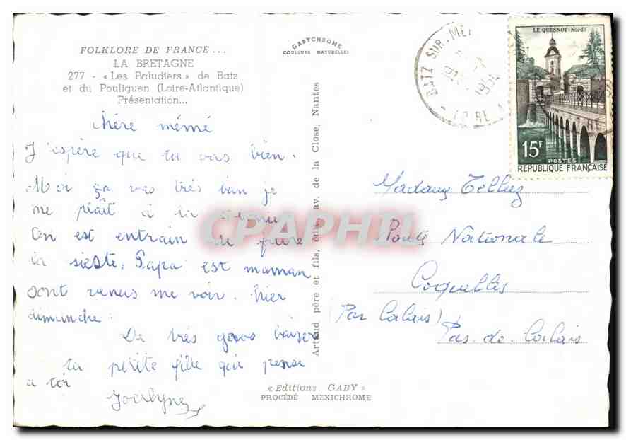 Les Paludiers de Batz — Folklore de France — Éditions Gaby — Rückseite