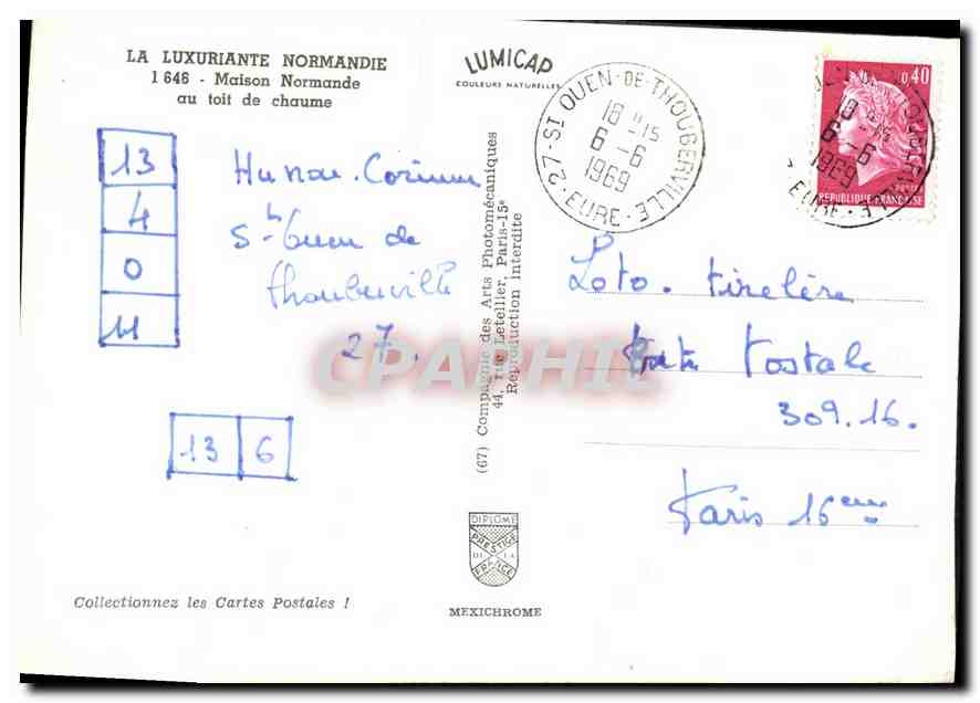 CPM La Luxuriante Normandie Maison Normande au toit de Chaume  — Rückseite