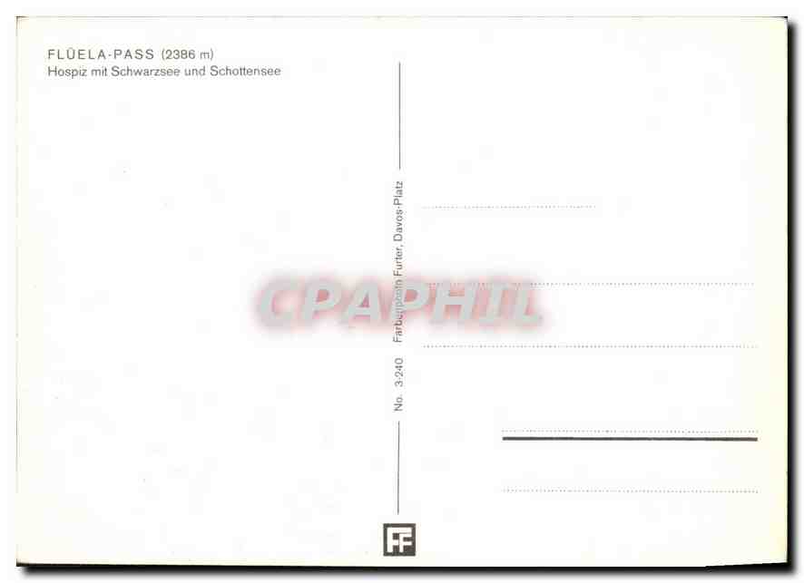 CPM Fluela Pass Hospiz Mit Schwarzee und Schottensee  — Rückseite