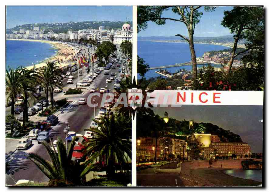 CPM Nice Cote d'Azur la Promenade des Anglais la Baie des Anges le Chateau la nuit 