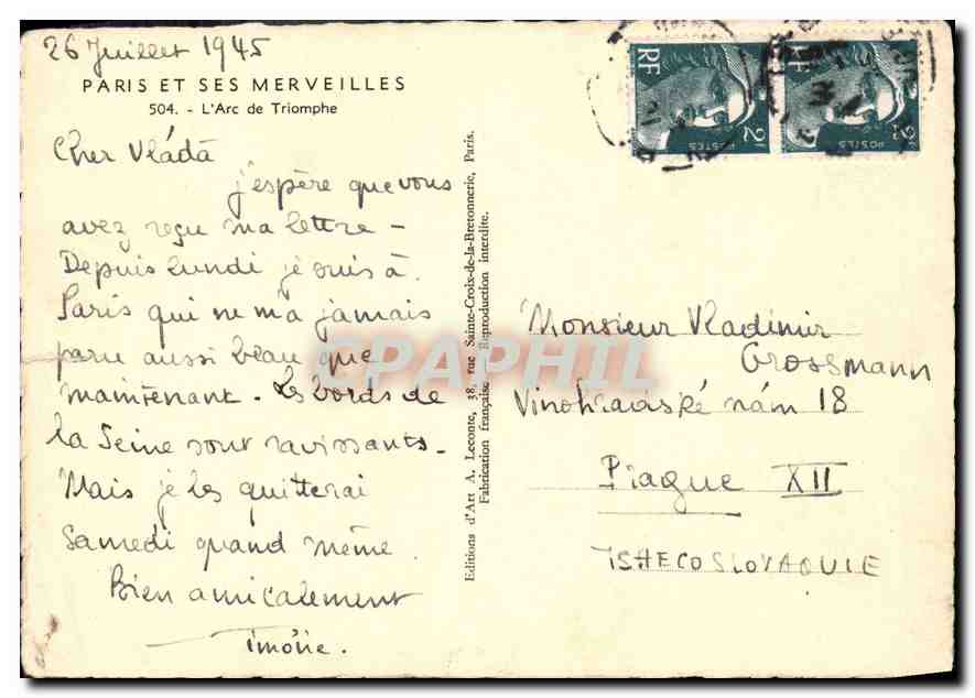 CPM Paris et ses Merveilles l'Arc de Triomphe  — Rückseite