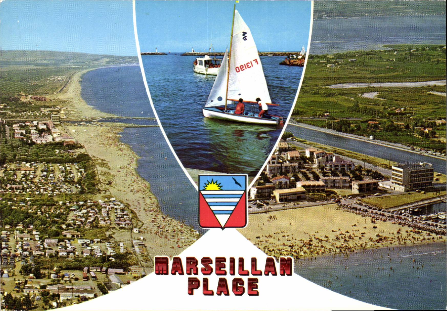 CPM En Parcourant la Cote Mediterraneenne Marseillan Plage Herault Paradis des vacances ensoleillees