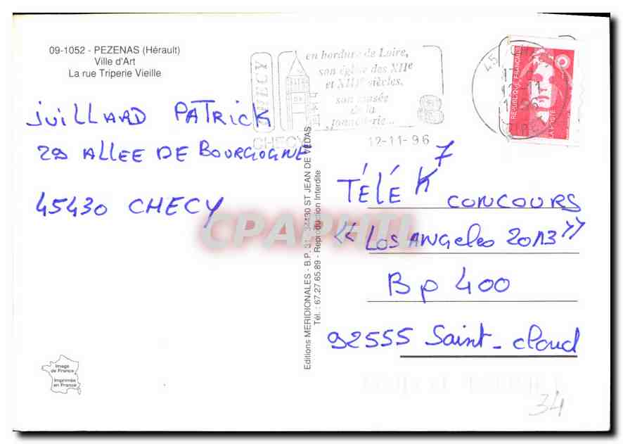 CPM Pezenas Herault Ville d'Art la Rue Triperie Vieille  — Rückseite