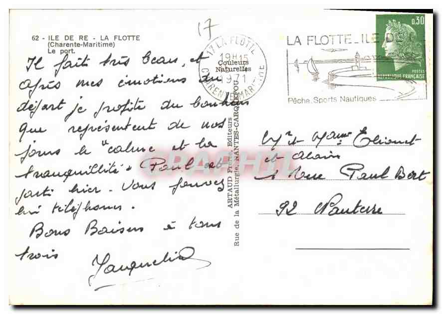 CPM Ile de Re La Flotte Charente Maritime le Port  — Back