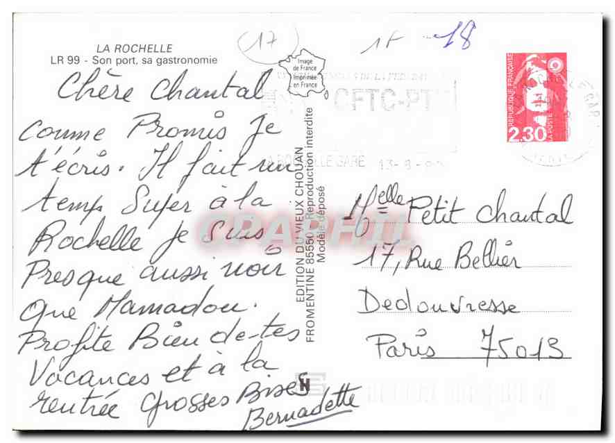 CPM La rochelle Son Port sa Gastronomie  — Verso