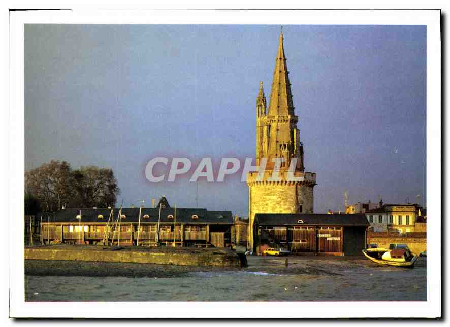 CPM Port de la Rochelle tour de la lanterne au coucher du Soleil 