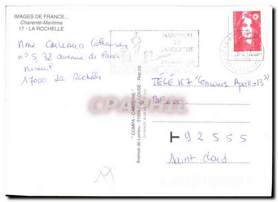 CPM Images de France Charente Maritime la Rochelle  — Verso