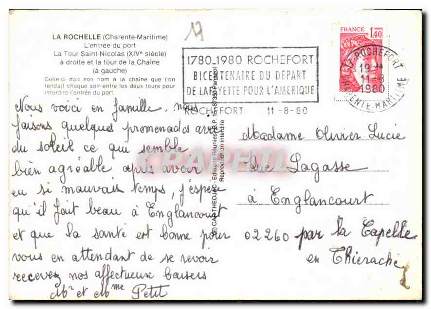 CPM La Rochelle Charente Maritime l'entree du port la Tour Saint Nicolas XIV siecle a droite et la t — Verso
