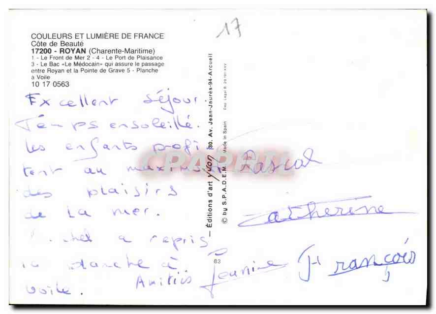 Royaan — Souvenir de Royan — Éditions d'art d'Arcueil — Back