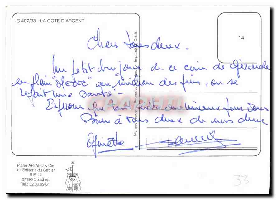 CPM La Cote d'Argent  — Back