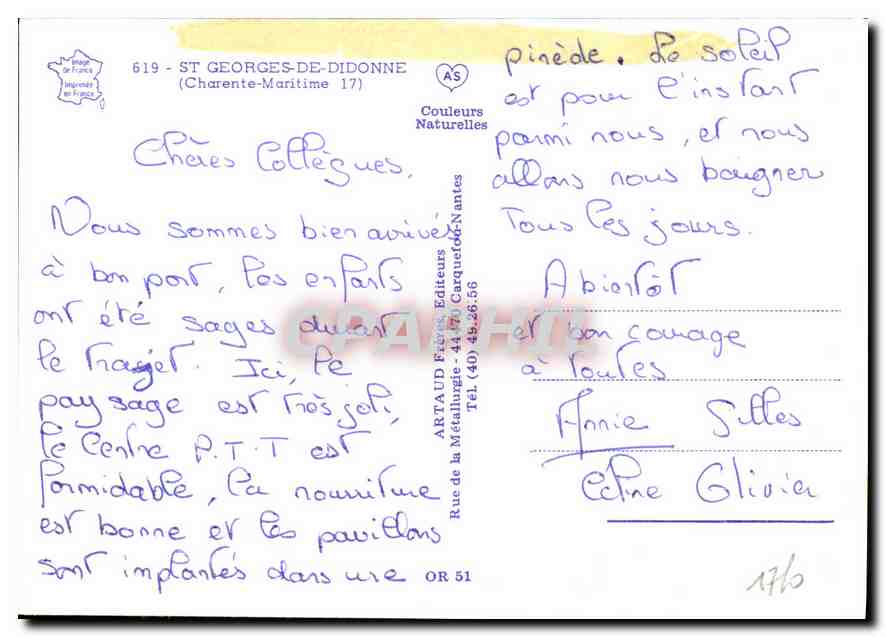 CPM St Georges de didonne Charente Maritime  — Rückseite