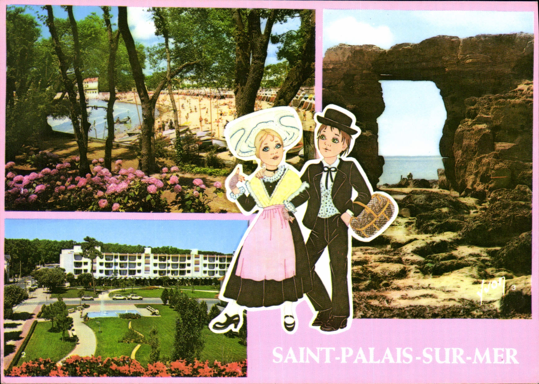 CPM La Cote de Beaute Saint Palais sur mer Charente Maritime la Plage la Place centrale le Pont du D