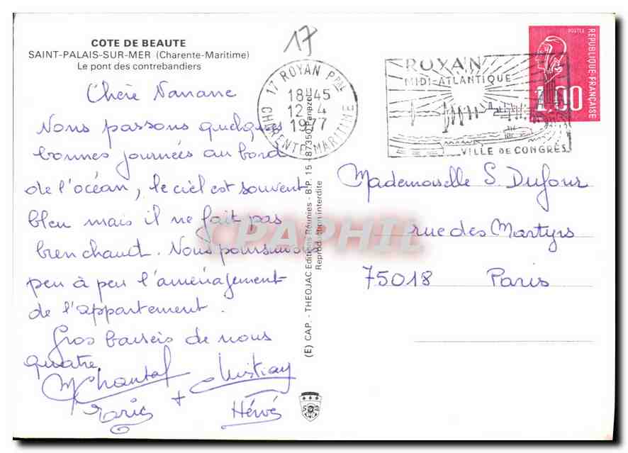 CPM Cote de beaute Saint Palais sur mer Charente Maritime le Pont des Contrebandiers  — Verso