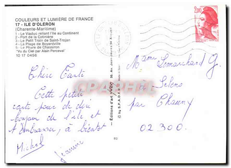 CPM Ile d'Oleron Charente Maritime le Viaduc rellant l'Ile au Continent Port de la cotiniere le Peti — Rückseite