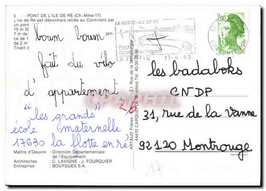 CPM Pont de l'ile de Re Ch Mme l'ile de Re est desormais reliee au Continent par un Pont  — Back
