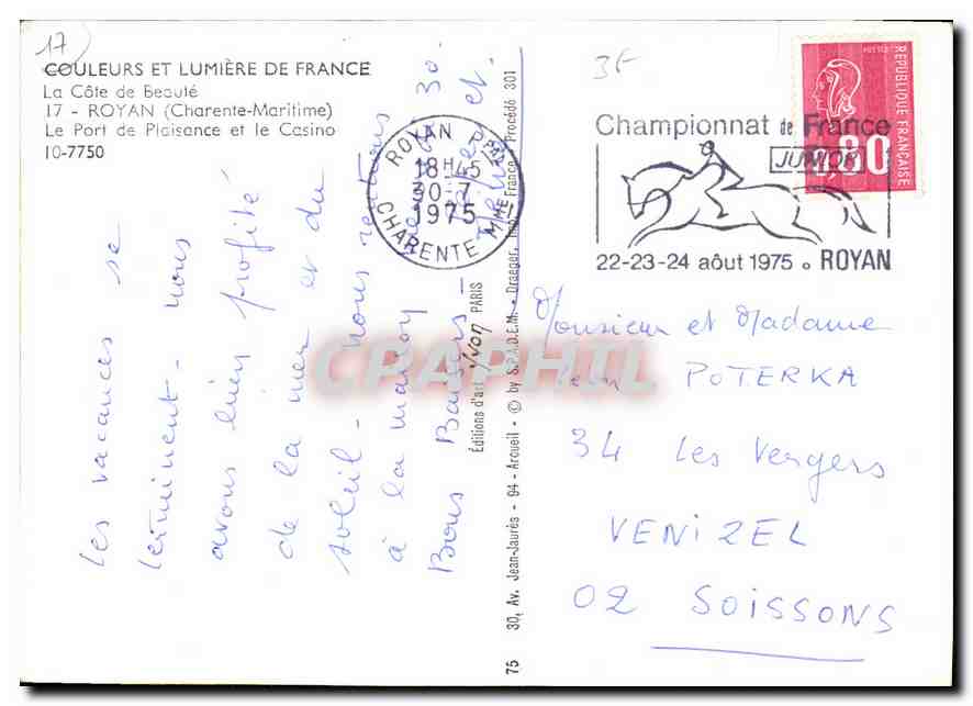 Le Port de plaisance de Royan — Championnat de France 1975 — Éditions Jean-Jaurès — Rückseite