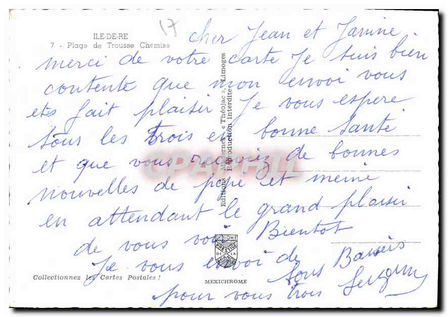 CPM Ile de re Plage de trousse Chemise  — Rückseite