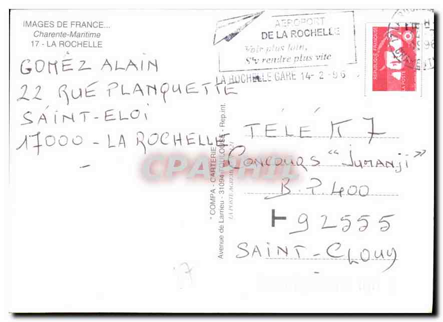 CPM Charente Maritime la Rochelle  — Verso