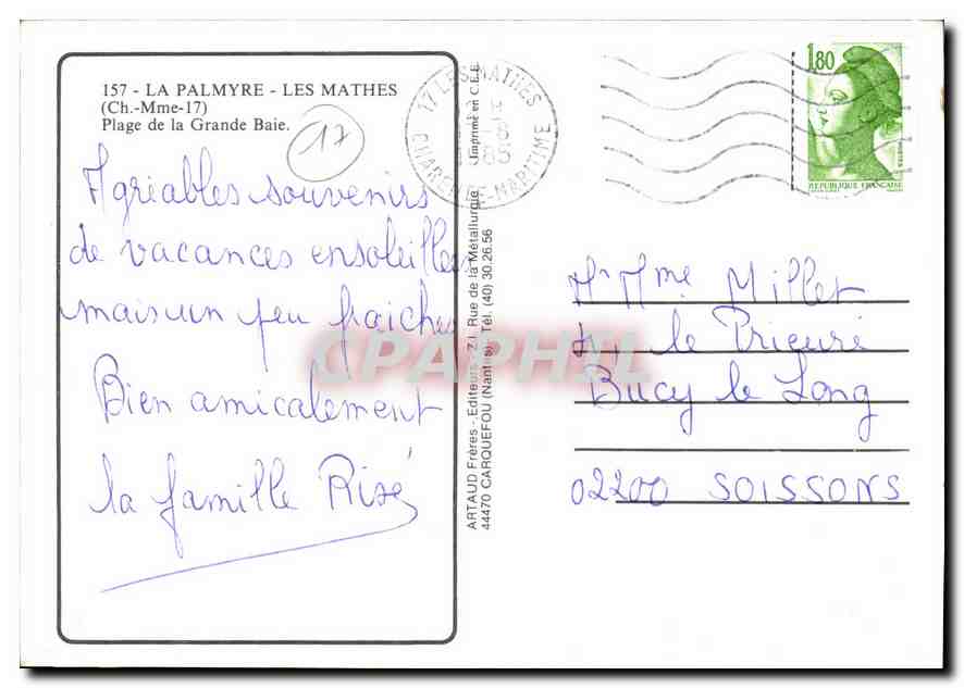 CPM La Palmyre les Mathes ch Mme Plage de la Grande Baie  — Back