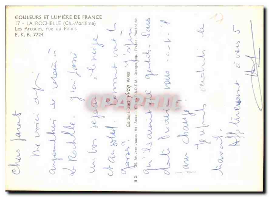 CPM La rochelle ch Maritime les Arcades rue du Palais  — Verso