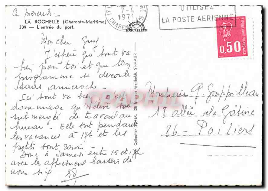 CPM La Rochelle Charente Maritime l'entree du Port  — Verso