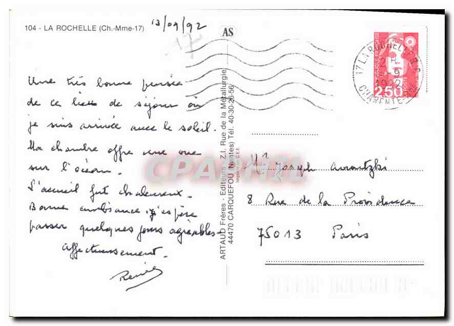 CPM La Rochelle Ch Mme  — Verso