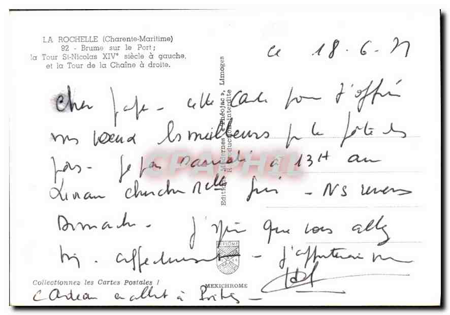 CPM La Rochelle Charente Maritime Brume sur le Port Tour St Nicolas XIV siecle a gauche et la Tour d — Verso