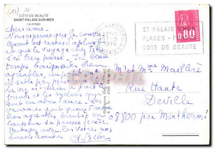 Plage de Saint-Palais-sur-Mer — vue depuis un arbre — éditeur IRIS — Rückseite