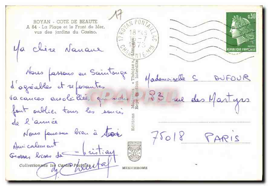 CPM Royan Cote de Beaute la Plage et le Front de Mer vus des jardins du Casino  — Back