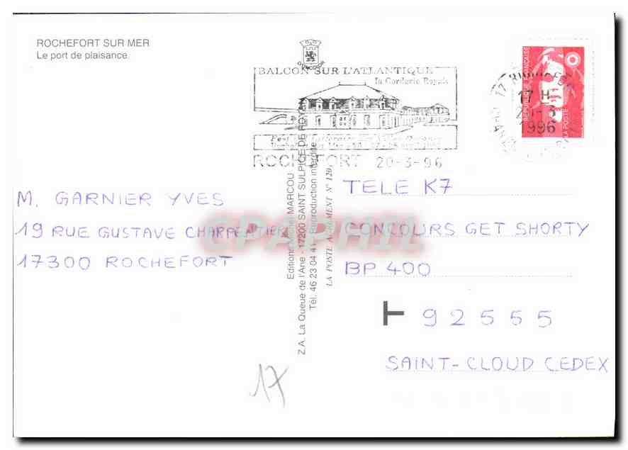 CPM Rochefort sur mer le Port de Plaisance  — Rückseite