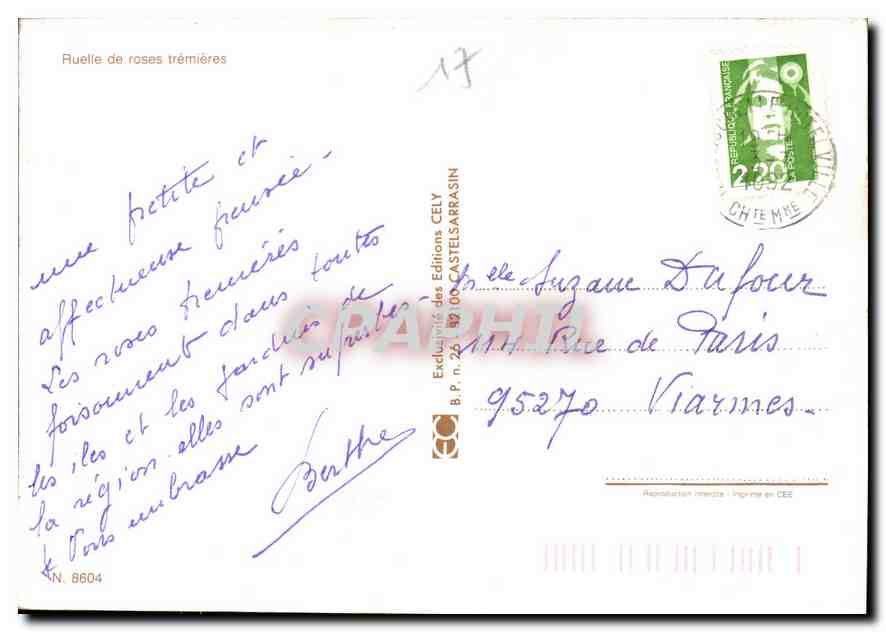 CPM Ruelfe de roses tremieres  — Back