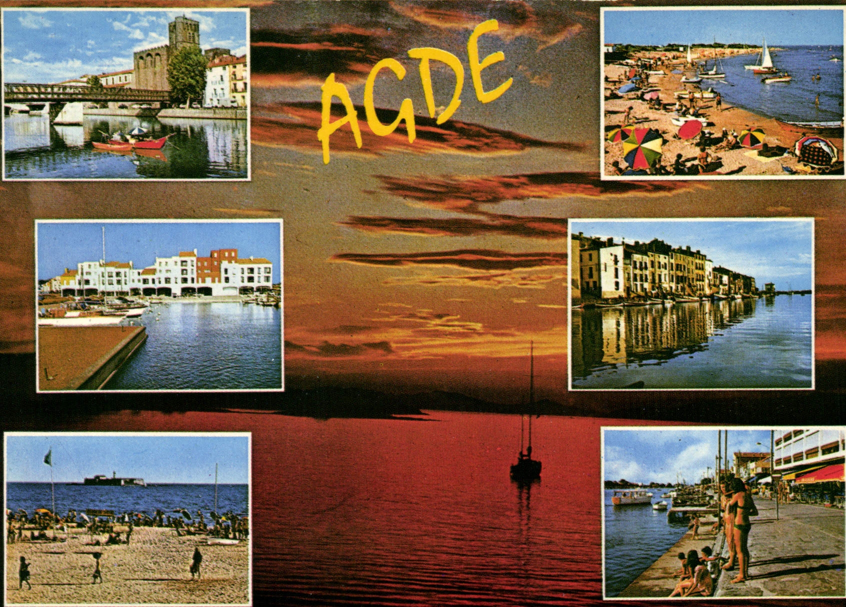 Agde — vue panoramique avec plage, port et architecture — Société d'Éditions de France
