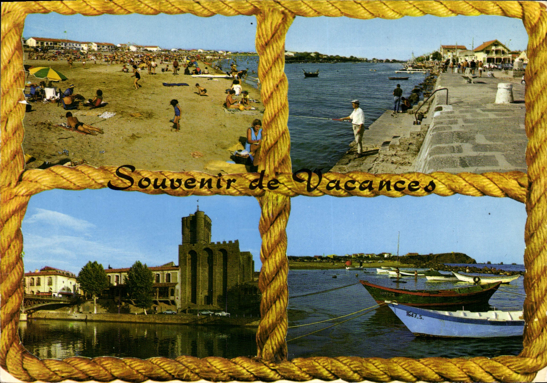 CPM Au Soleil du Midi le Grau d'Agde la Plage la canal la Cathedrale la Plage le Port le cap d'Agde 