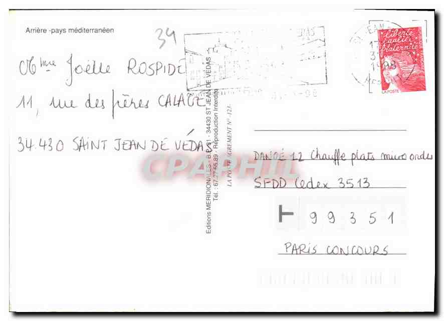 CPM Arriere Pays Mediterraneen  — Back
